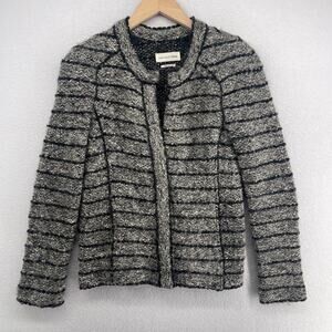 ISABEL MARANT Sweater 38 Etoile Iona Striped Boucle Cardigan Wool Alpaca Gray